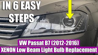 How to change replace Volkswagen Passat B7 B8 20122023 Low Beam Dipped Light HID Xenon Light Bulb