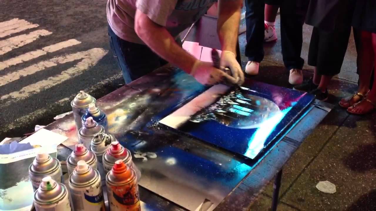 Times Square spray paint art YouTube