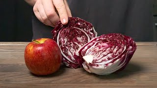 1 Red Cabbage and 1 Apple. Quick and Healthy Salad Recipe.