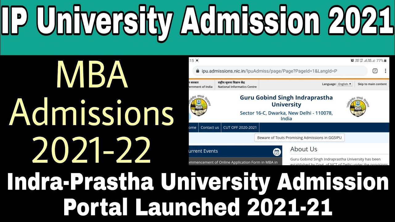 Ip University Admission 21 Mba Admission Start In Ipu Ip University Mba Application Form 21 22 Youtube