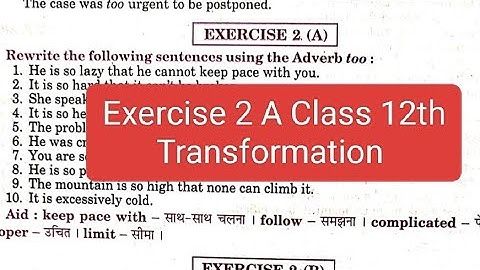 Exercise 2 A from Excellent Grammar Class 12th solved by Ramesh sir/ English Grammar by Ramesh sir