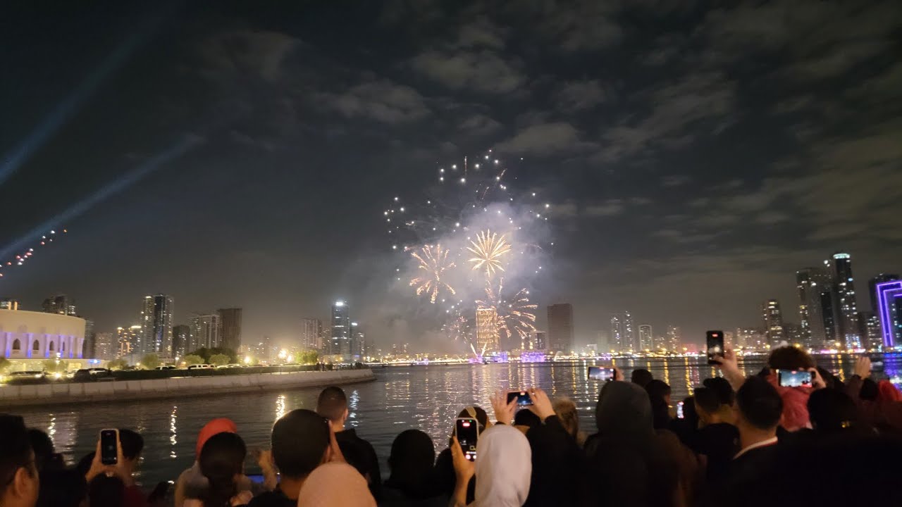 January 1, 2026 Happy new year _ Celebration Fireworks _ Sharjah buhira Corniche 