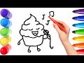 How To Draw cute  ice cream Drawing, Painting &amp; Coloring For Kids and Toddlers_ Child Art 🐋🌈🎨