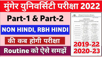 Munger University Part-1 & Part-2 RBH Hindi Non Hindi English Subsidiary Exam Date 2022 | को समझें