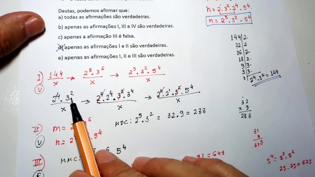 Questão 23 prova do IFES 2018 - PROVA RESOLVIDA - Considere os números m = 2^7  . 3^5 . 6 e n = 2 