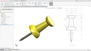 Push Pin In Solidworks | Exercise No. 11 | Solidworks Tutorials For Beginners to Advanced.
