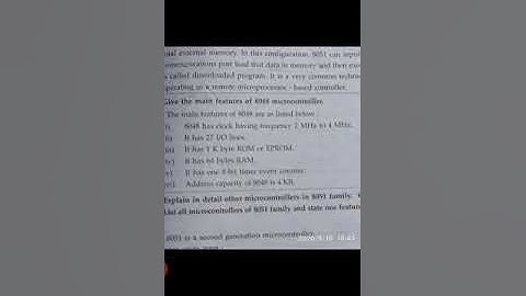 Lecture no. -20 Give the Main features of 8048 microcontroller
