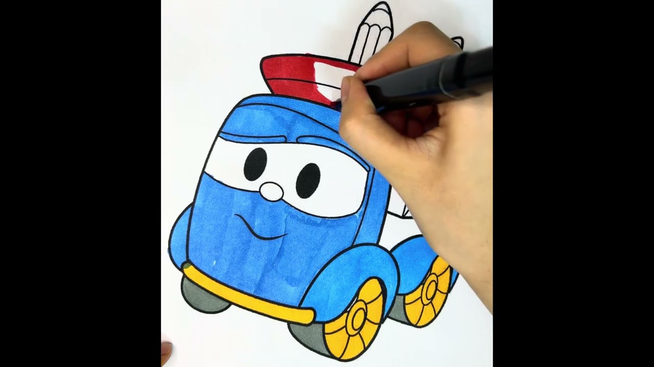 Coloring a Cute Pencil Car | Relaxing Coloring ASMR 🚗🖍️Leo the track 