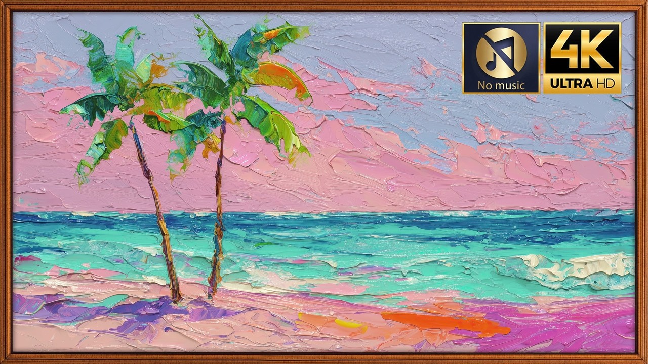 4 Tropical Beach Palms at Sunset | 10 Min Each – No Music Ambience