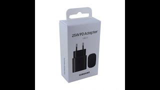 Распаковка и обзор сетевого зарядного устройства Samsung Type-C 25W Black EP-TA800 (2160р 4К)