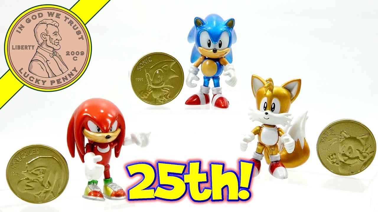 Sonic The Hedgehog 25th Anniversary 3 Figure Set Sonic Knuckles Tails Youtube