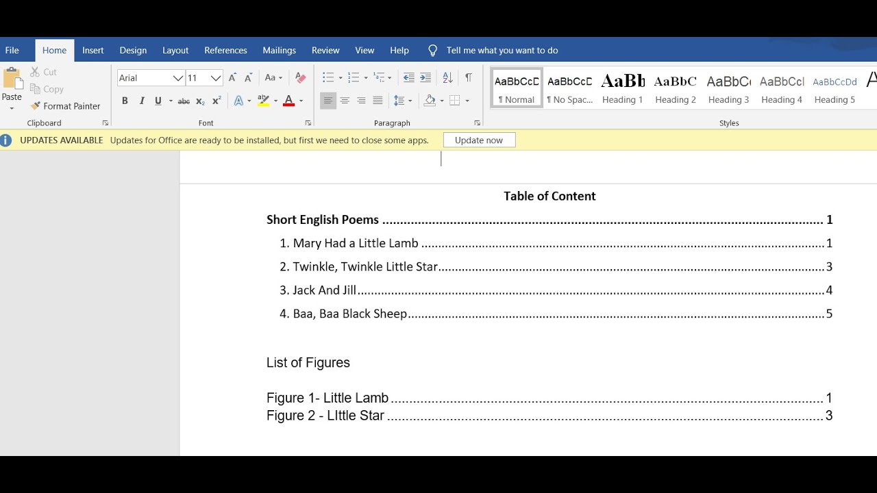 Lecture 4 : How to Create Table of Content / List of Figures / List of ...