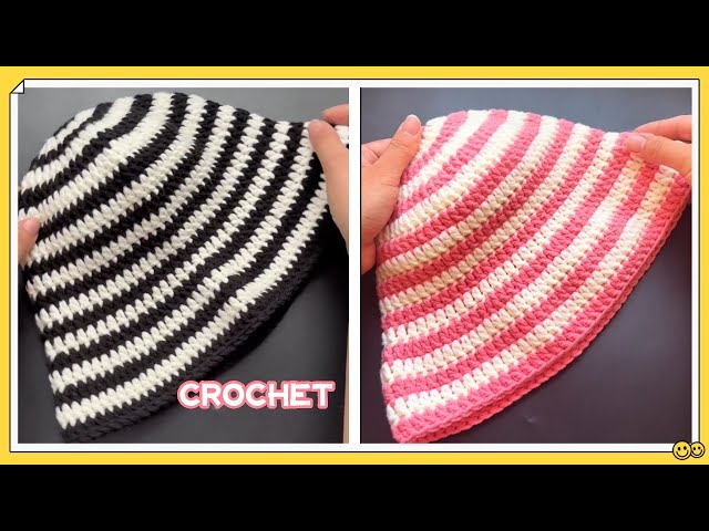 Easy Two-Color Crochet Bucket Hat for Beginners（Adult  display picture 2