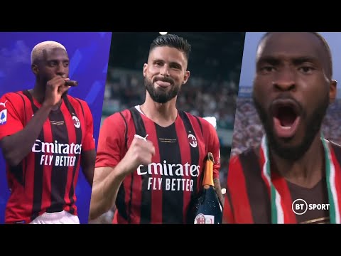 AC Milan players' boss walkouts as they lift first Scudetto in 11 years 🏆 | Tomori, Giroud, 