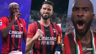 AC Milan players' boss walkouts as they lift first Scudetto in 11 years 🏆 | Tomori, Giroud, Bakayoko