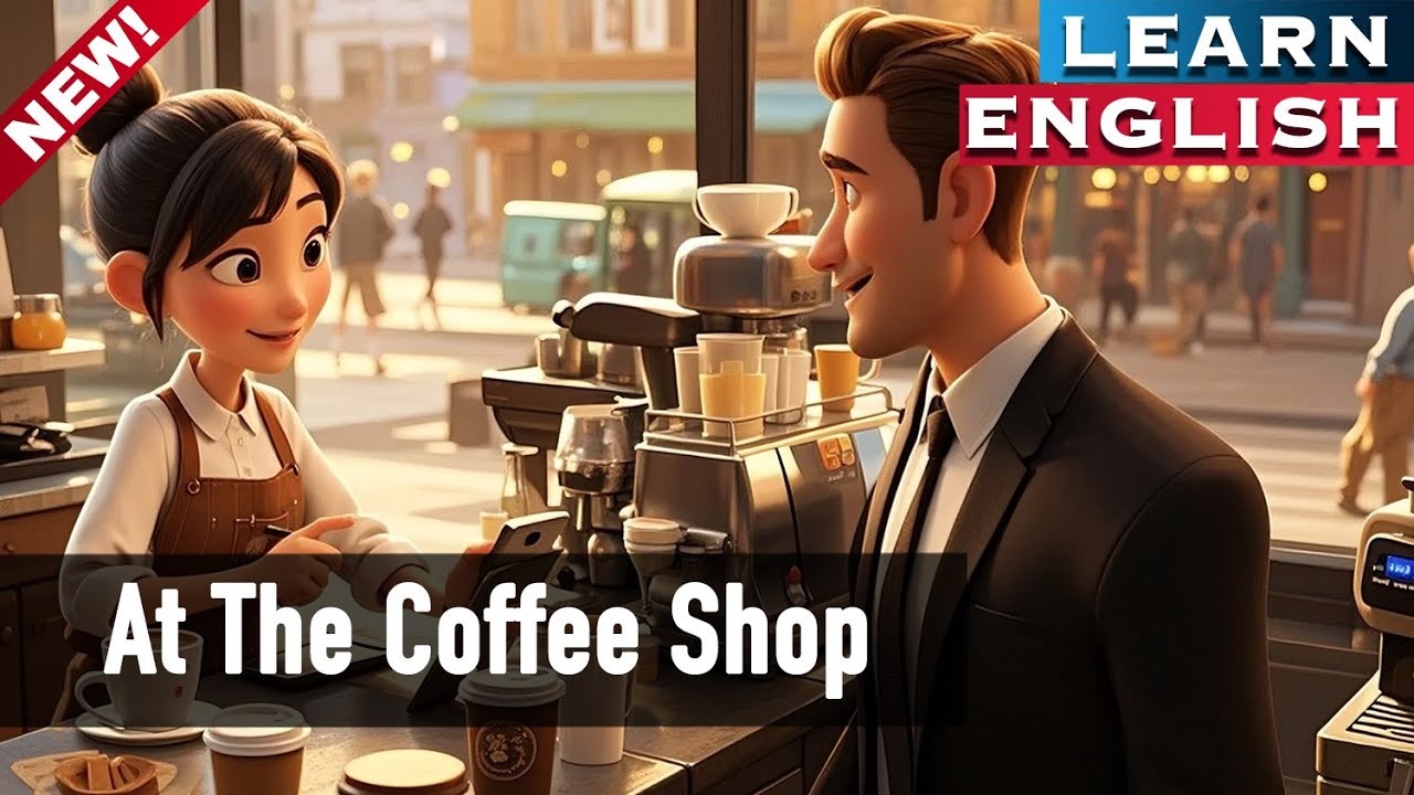 Busy Coffee Shop Morning|How to Order Coffee|A2 English | Slow English Conversation