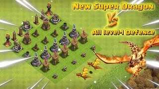 Super Dragon vs All Level-1 Defence | Clash of Clans | *Super Dragon* | NoLimits 😧