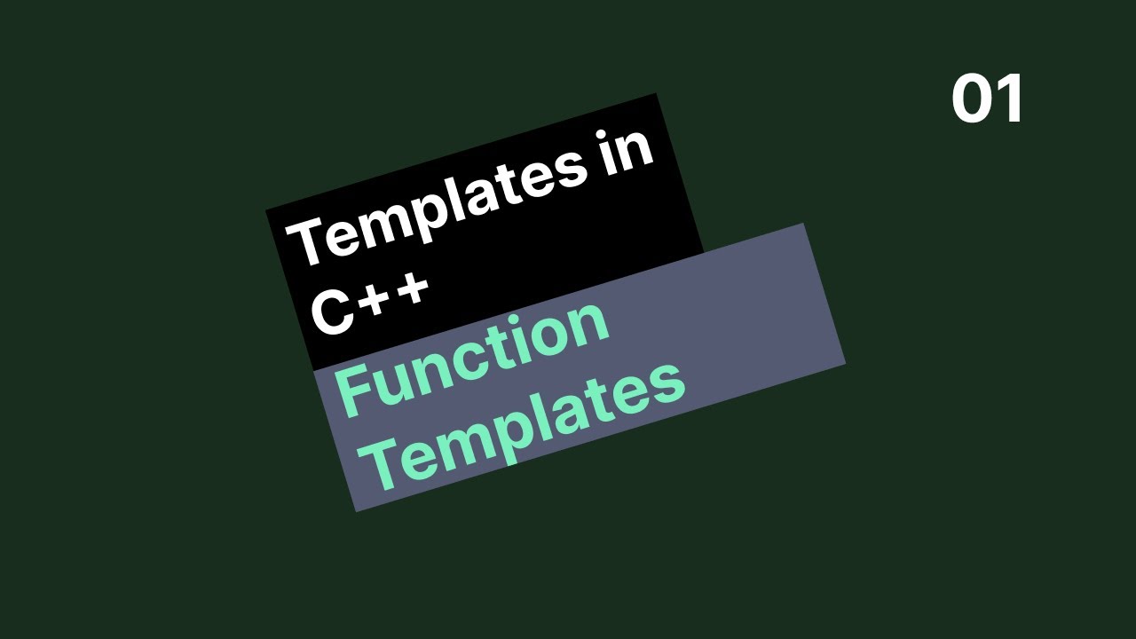 Templates in C++ Function Templates - YouTube