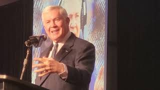 #UNC's Mack Brown, John Copenhaver, Cedric Gray and Drake Maye at ACC Kickoff.