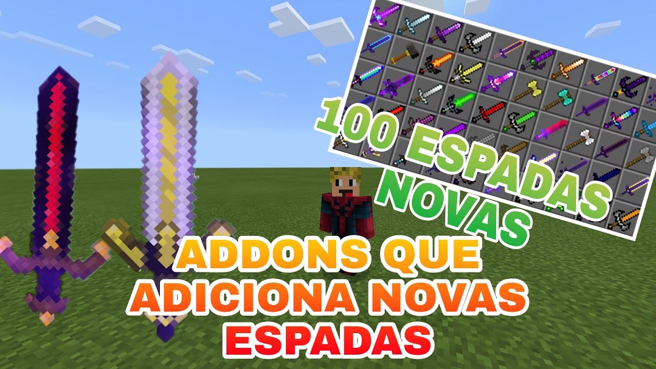 Melhor addons que adiciona 100 Novas espadas para o Minecraft pe ...