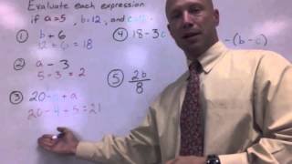 Math 1 2 Evaluate an Expression Given the Variable Values