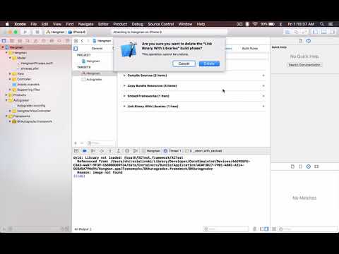 Deleting "Link Binary With Libraries" Build Phase from Target