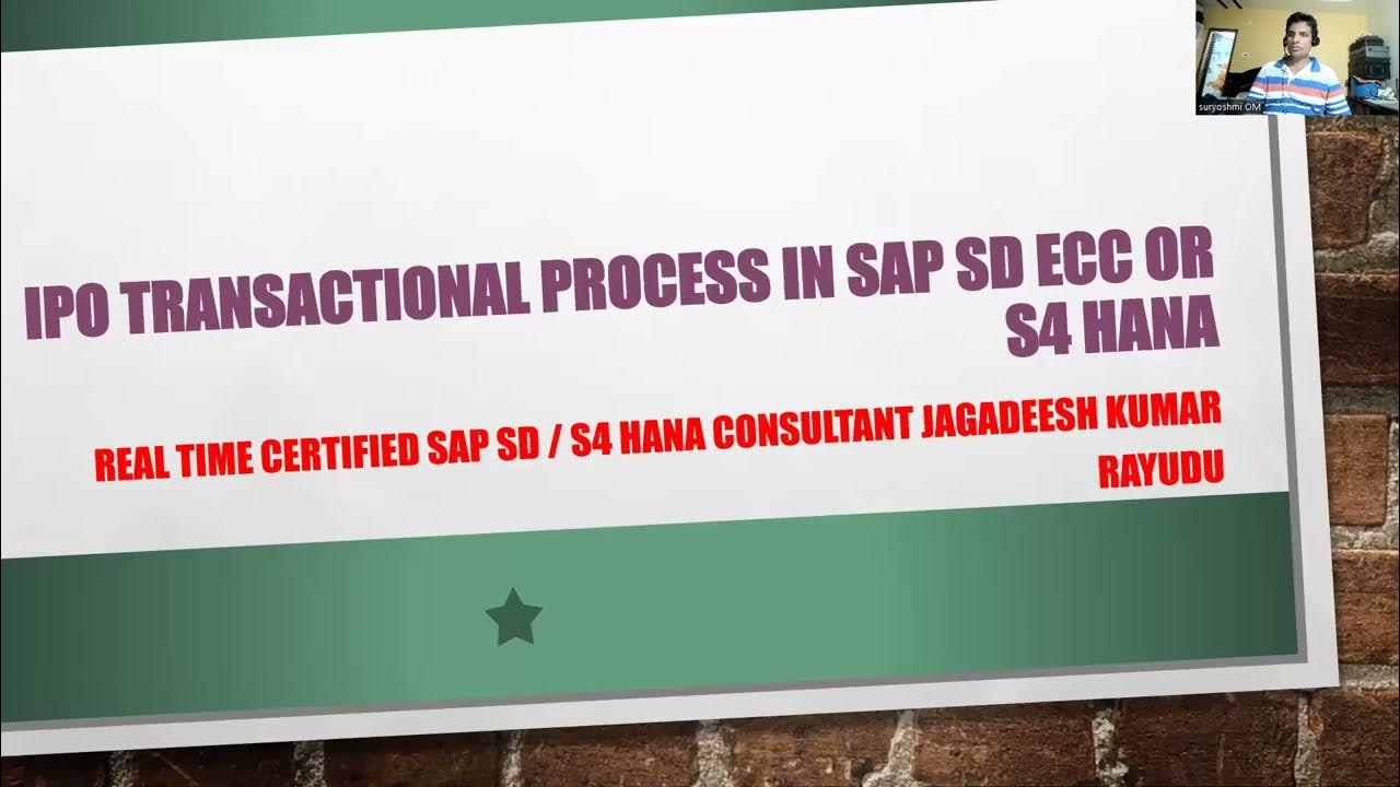 IPO TRANSACTIONAL PROCESS IN SAP SD ECC OR S4 HANA - YouTube