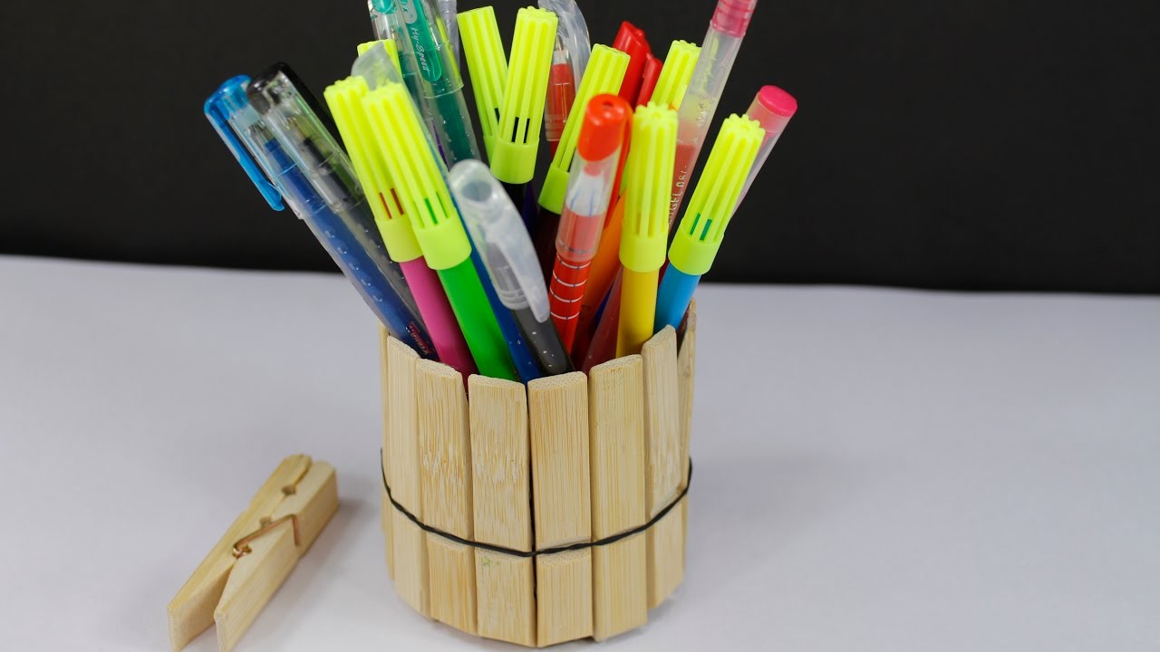Pen Holder using Wooden Clothespins YouTube