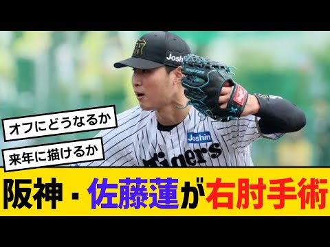 阪神・佐藤蓮が右肘手術、大阪府内の病院を退院【野球】【反応】【考察】