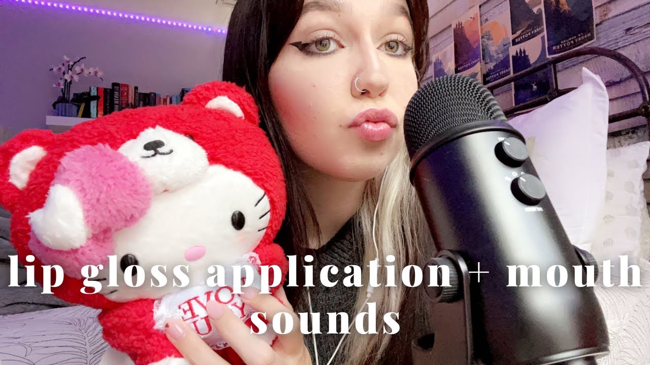 asmr mouth sounds + lip gloss application - YouTube