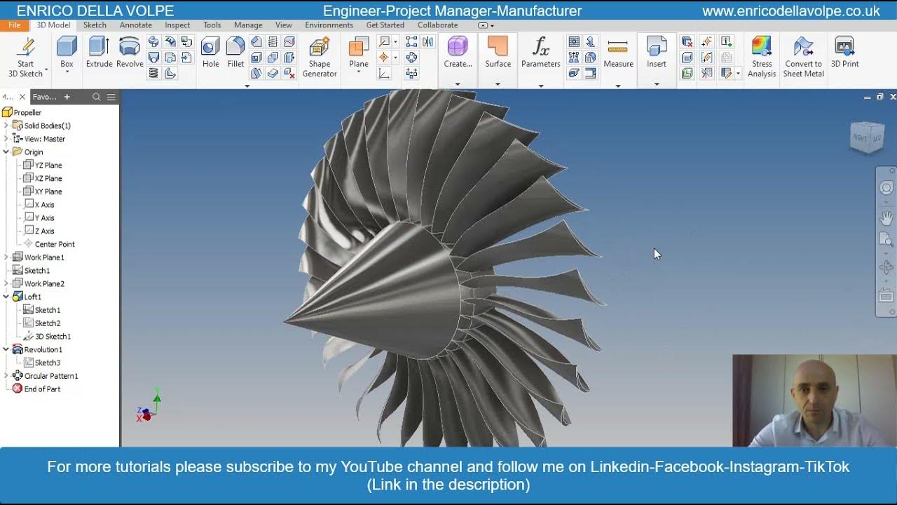 Video Tutorial How to make a jet engine propeller in just 2 minutes with Autodesk Inventor
