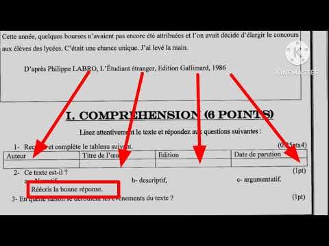 3ème année collège examen régional تصحيح نموذج الإمتحان الجهوي اللغة الفرنسية