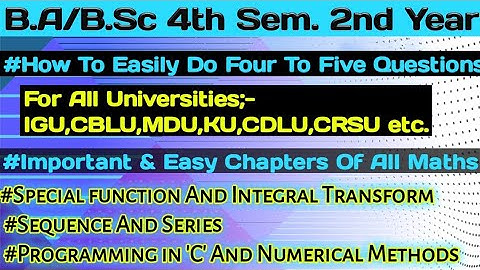 Important chapters of maths Ba/BSc 4th Sem|Acc. to Attempt Any five Questions |For All Universities