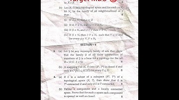 ELEMENTARY TOPOLOGY 3 RD SEM PAPER MATHEMATICS MDU ROHTAK.EVEN SEMESTER PAPER MDU ROHTAK TOPOLOGY