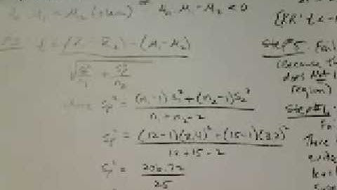 Hypothesis Testing   Two Population Mean Variances ARE Equal