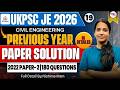 UKPSC JE Civil 2026 | 2022 Previous Year Paper Solution (Paper-2) — All 180 Questions Explained