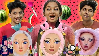 MAKEUP 💄🪞CHALLENGE | Watermelon 🍉 makeup challenge 🤣 | crazy makeup set