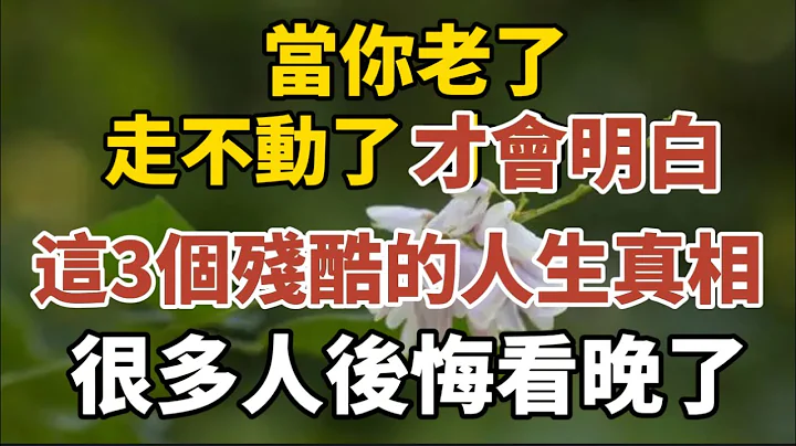 當你老了，走不動了，才會明白這3個殘酷的人生真相！很多人後悔看晚了！【中老年心語】#養老 #幸福#人生 #晚年幸福 #深夜#讀書 #養生 #佛 #為人處世#哲理 - 天天要聞