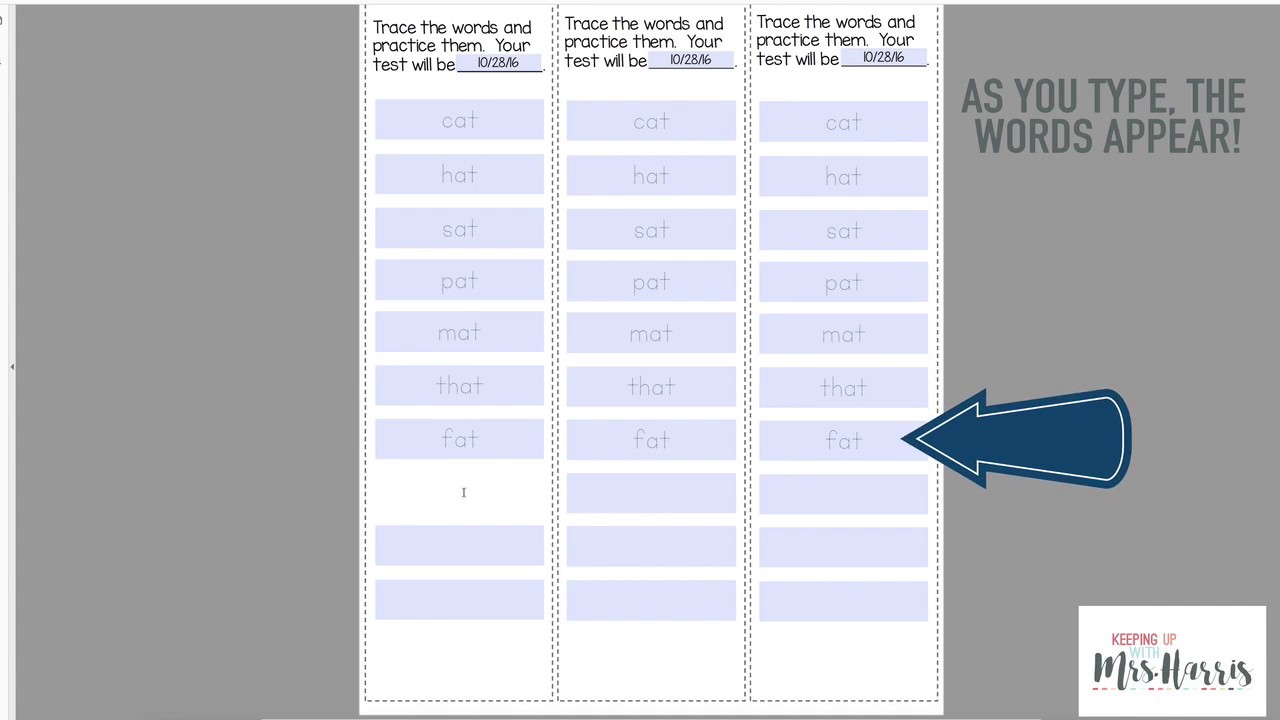 Editable Spelling Activities - Keeping Up with Mrs. Harris