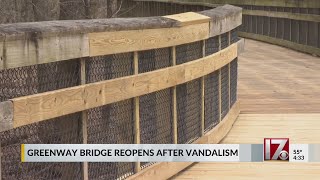 Raleigh greenway bridge reopens after vandalism