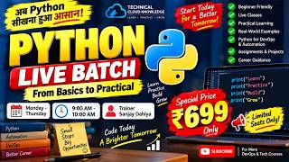 🐍 Python Live Batch Starting Soon | 9 AM – 10 AM | Monday to Thursday | ₹699 | Limited Seats Guide