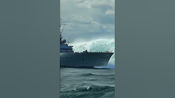 Can the Navy Ship Survive the Massive Tidal Wave Behind It #scaryocean #tidalwave #navyship