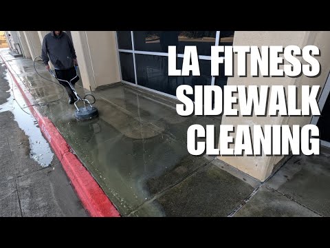 Power Washing LA Fitness Sidewalks at Night: Deep Clean Transformation!