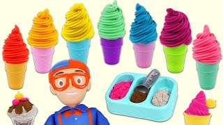 Blippi Visits Toy Ice Cream Shop & Making Satisfying DIY Rainbow Ice Cream Swirls!