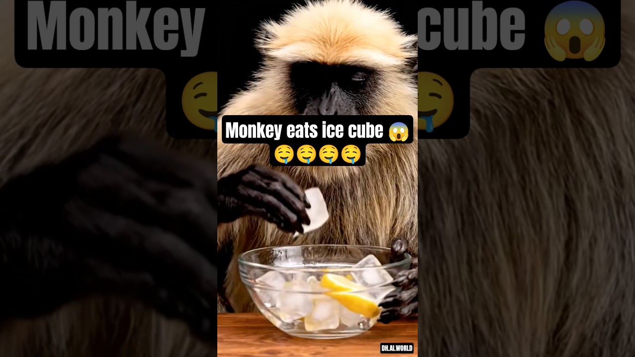 OMG Monkey Eating ice cube 🧊 😍🤤😱😱 
