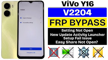Vivo Y16 Google/Frp Bypass Android 12 Without Pc | 2025 New Update Activity Launcher Setup Fail