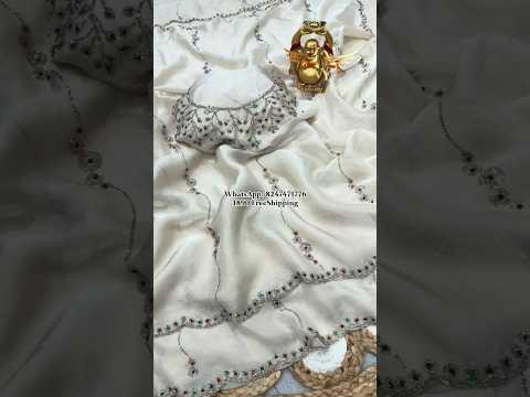 Pure SpaceSilk KempuPaccha StoneWorkSaree #spacesilk #saree #stonework #online #trendingsaree #short