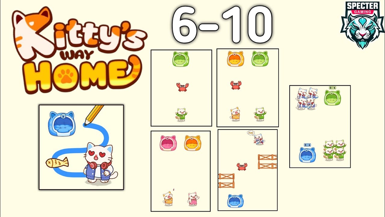 Kitty's Way Home Level 6,7,8,9,10, Full Walkthrough Solution - YouTube