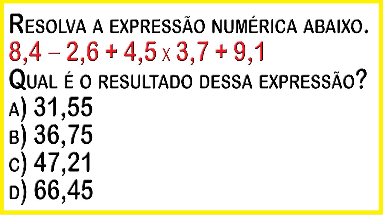 O valor da expressão numérica: 10 + 8 : 2 - 6 é ? Cortes Live Gis