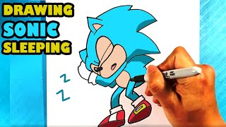 EASY How to Draw SONIC SLEEPING